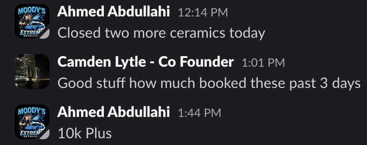 Ahmed Abdullahi, $10K+ booked in 3 days