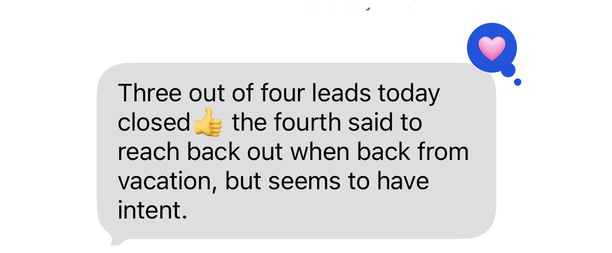 Three of four leads closed the same day, the fourth still has intent